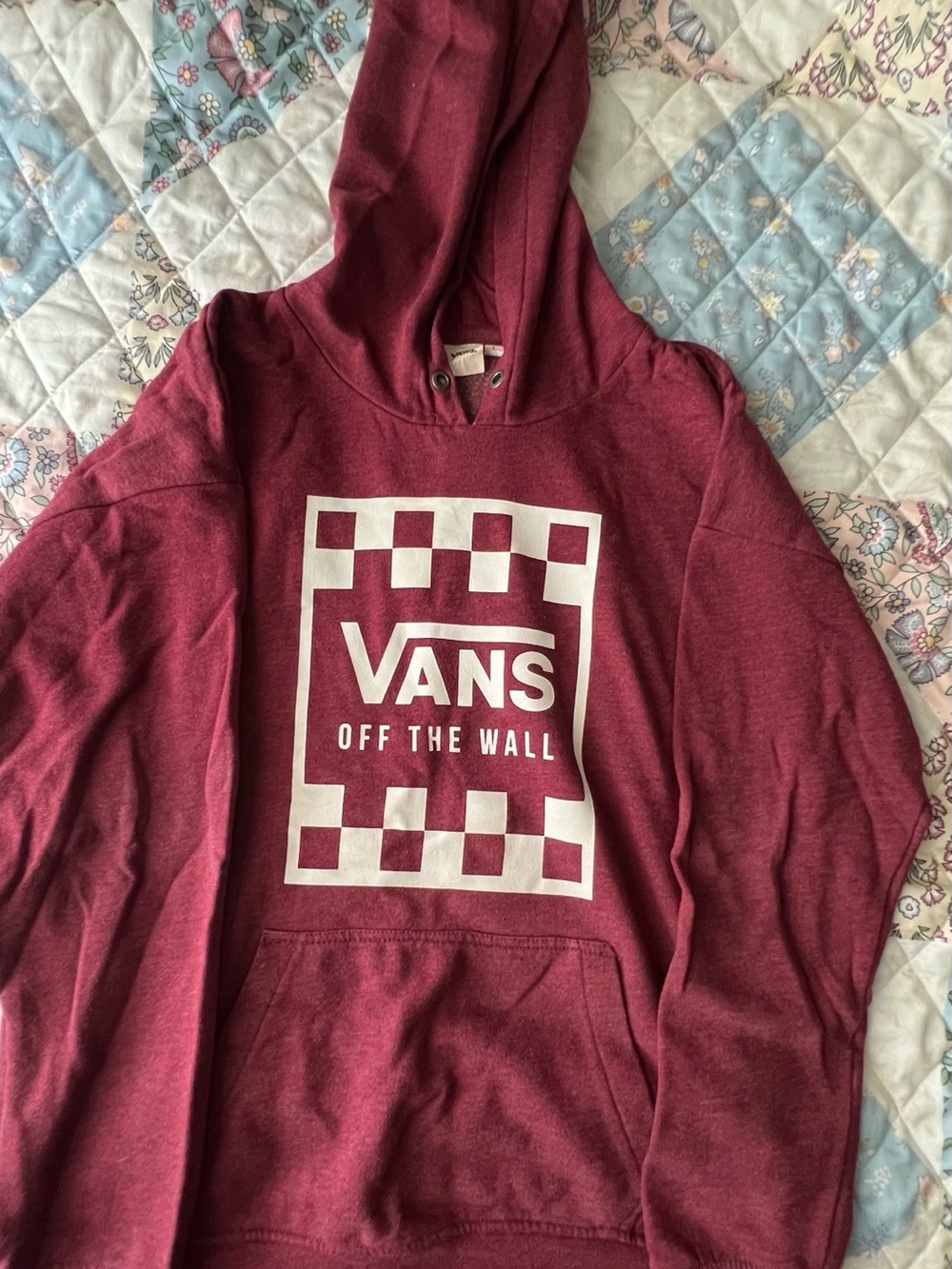 Vans Burgundy Hoodie with White Checker Logo